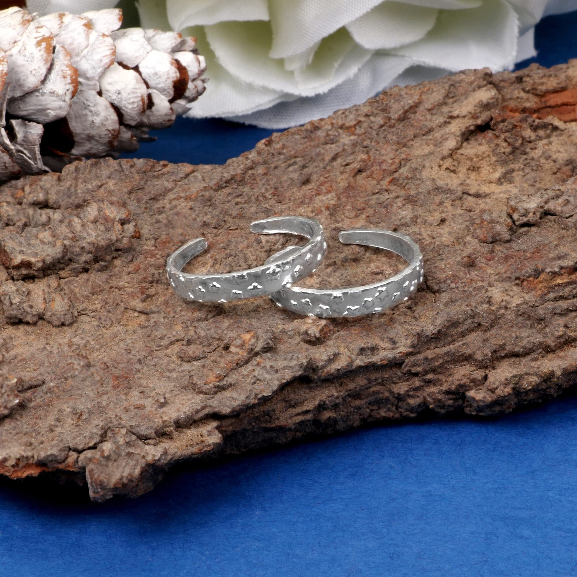 Silver Chest Silver Toe Rings for Women Pure Silver 925 - Elegant and Comfortable 3D Self Design Simple Toe Ring Silver Bands for Girls