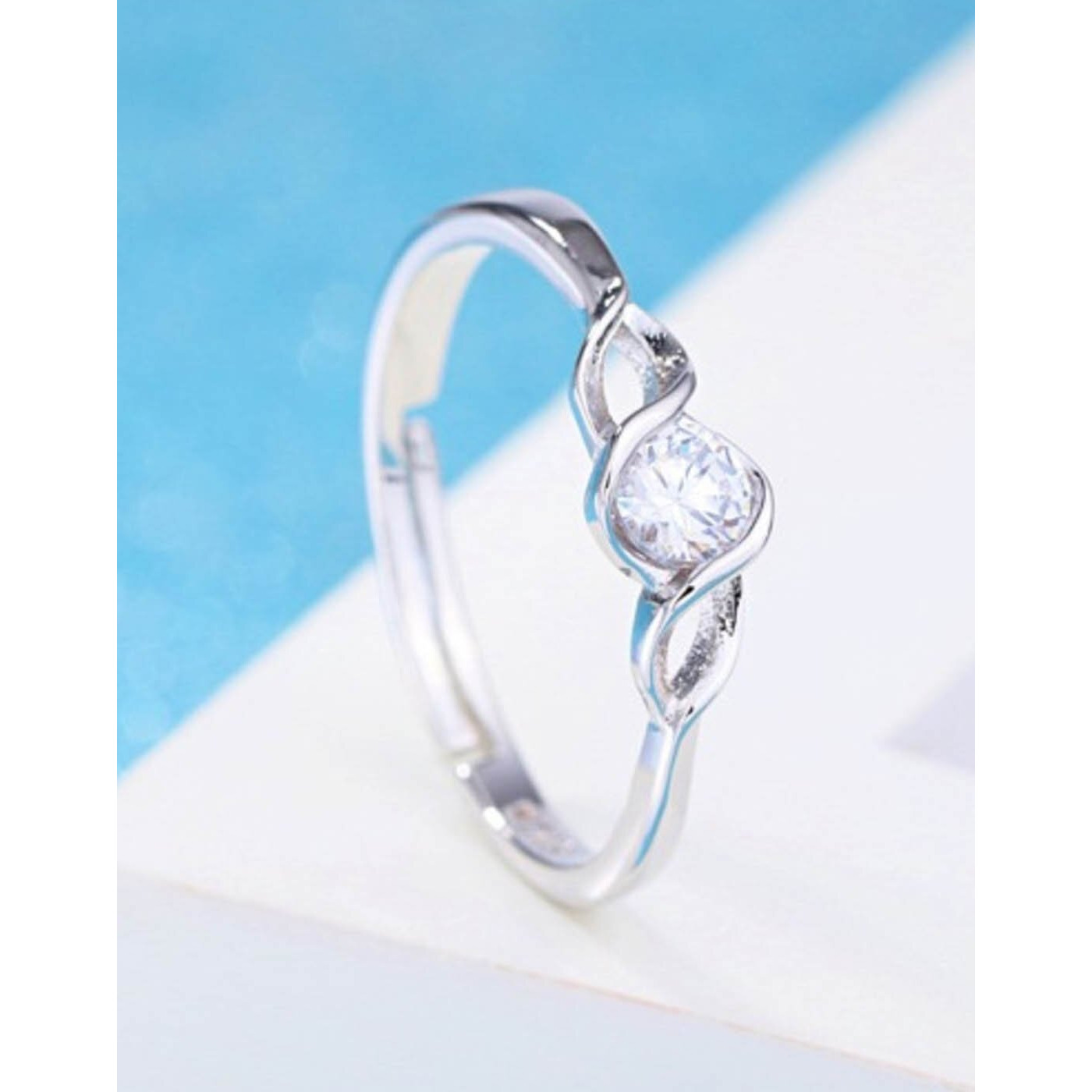 Karatcart Platinum Plated Elegant Classic Crystal Adjustable Ring for Women and Girls