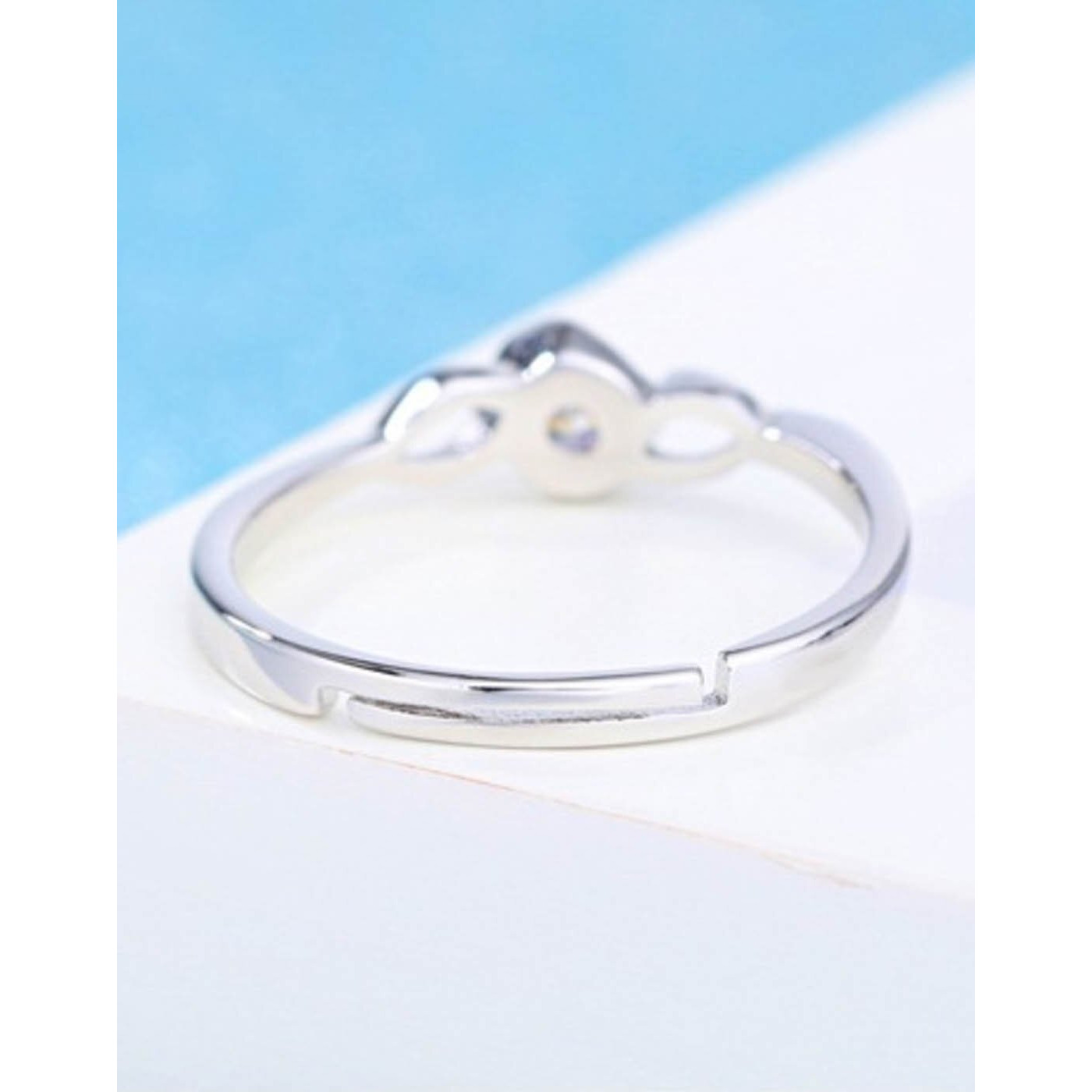 Karatcart Platinum Plated Elegant Classic Crystal Adjustable Ring for Women and Girls