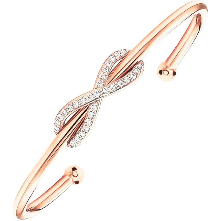 MINUTIAE Infinity Shape Bracelet Rose Gold Plated Solitaire Cut Crystals Cubic Zirconia Diamond Adjustable for Women & Girls Jewelry for Gift (Rose Gold)