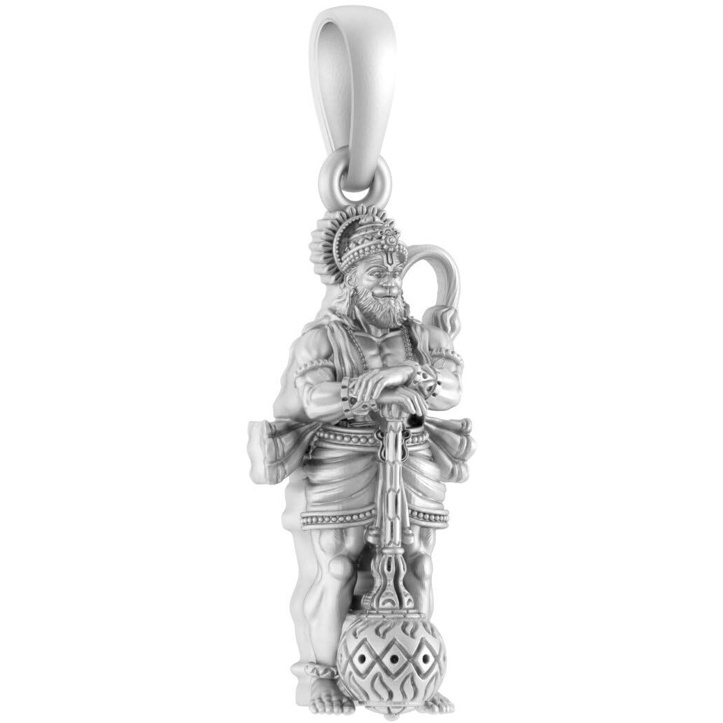 AKSHAT SAPPHIRE Sterling Silver (92.5% purity) God Hanuman Pendant for Men & Women Pure Silver Lord Bajrang Bali Locket for Good Health & Wealth
