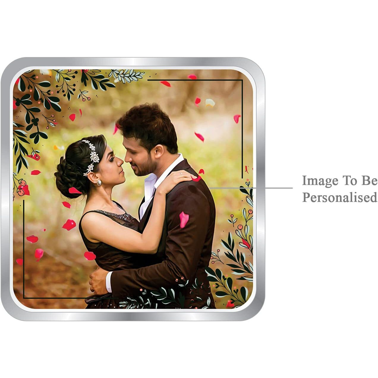 Precious Moments BIS Hallmarked Personalised Newly Married Silver Square Coin 20 Gram 999 Pure