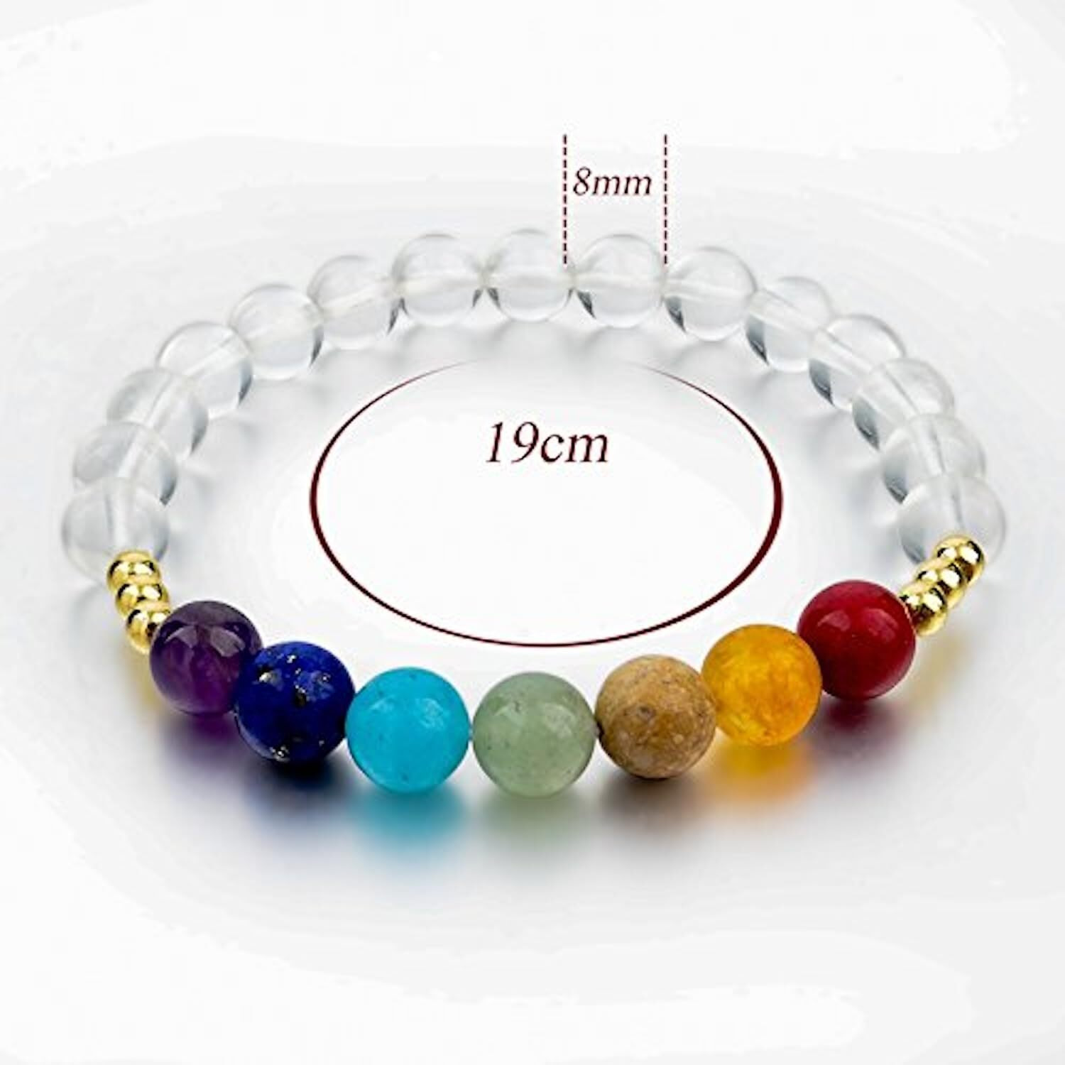 Hot And Bold 7 Chakra Triple Protection Bracelet Natural Stones With Certificate Of Authenticity For Unisex Adult (Clear Quartz 7 Chakra Bracelet)
