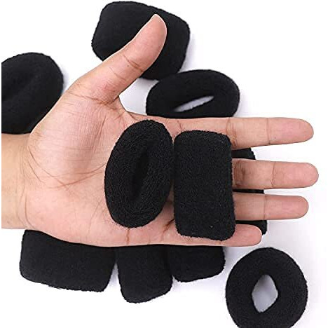 TRIPIN Thick Rubber Bands Hair Band Cottonthread, Extra Soft Colorful Bun Ponytail Holders for Girls and Women (8CM) - Pack of 12 (Black)