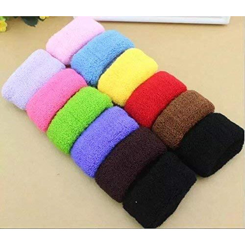 TRIPIN Thick Rubber Bands Hair Band Cottonthread, Extra Soft Colorful Bun Ponytail Holders for Girls and Women Multi-Colored (8CM) - Pack of 12 (Multi Color)