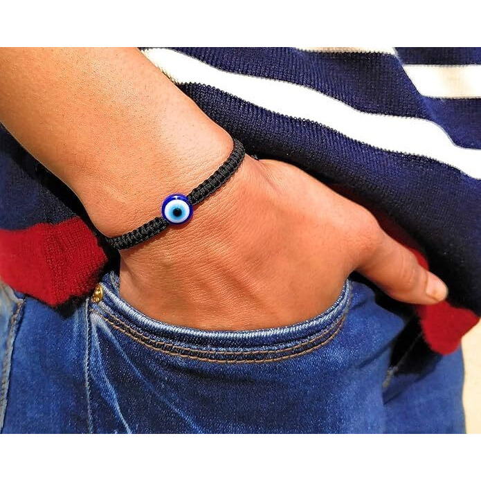 ARTIFICIAL TREE Handmade Nazar Evil Eye Charms Black Thread Bracelet Adjustable Bracelet for Women, Men, Girls & Boys 4 Piece (BLACK)(AT GIRLS BRCT 028)