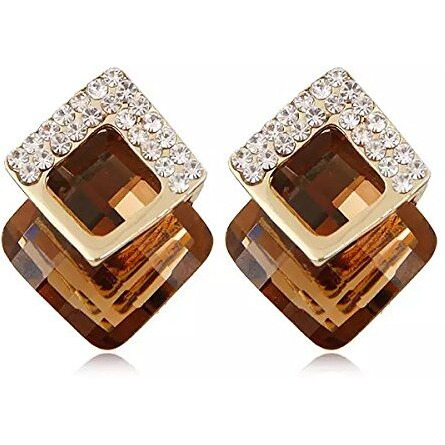 Shining Diva Fashion Italian Designer Collection Gold Plated Drop Earrings for Women (Brown)(9738er)