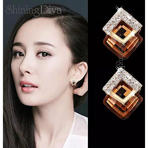 Shining Diva Fashion Italian Designer Collection Gold Plated Drop Earrings for Women (Brown)(9738er)