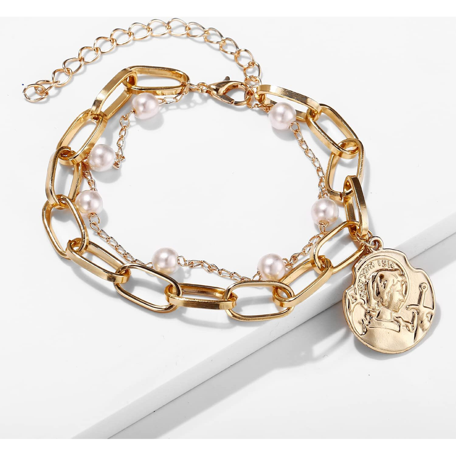 Shining Diva Fashion Latest Stylish Gold Plated Charm Bracelet for Women and Girls (14671b)