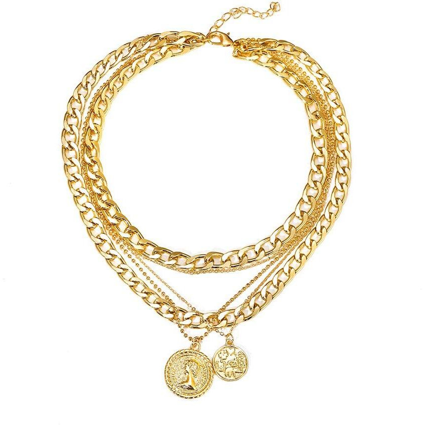 Shining Diva Fashion Stylish Multilayer Chain Pendant Necklace for Women and Girls (12443np), gold