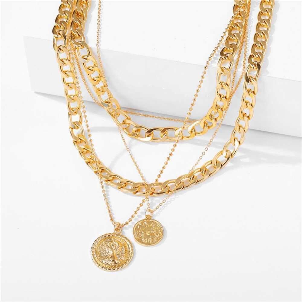 Shining Diva Fashion Stylish Multilayer Chain Pendant Necklace for Women and Girls (12443np), gold