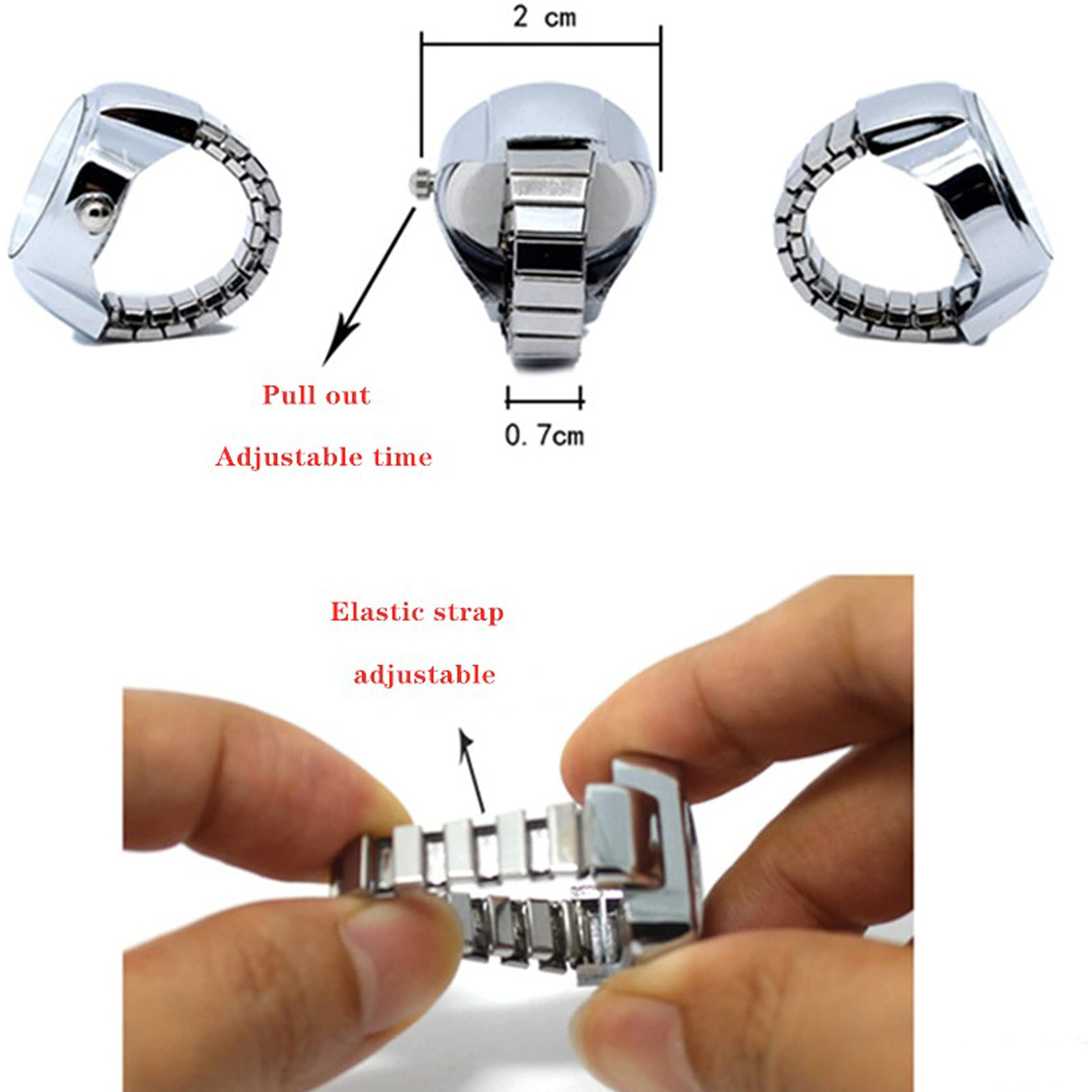 Fashion Frill Watch Design Rings For Women Stylish Silver Stretchable Ring For Girls Women Gift for Sister Silver Ring 3 Months Warranty