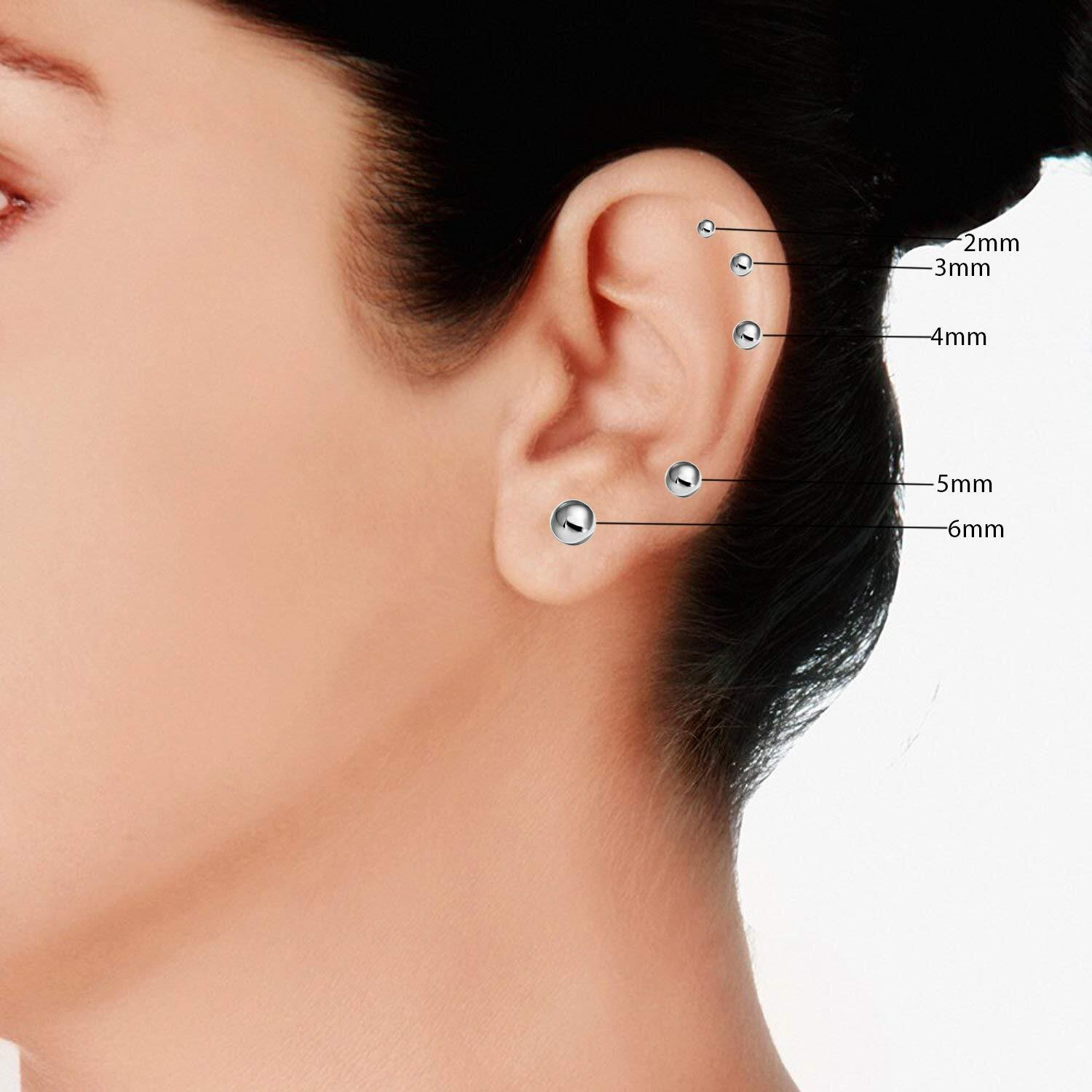 KUKSHYA JEWELLERS Exclusive 925 Pure Silver Stud Earrings for Baby Girl, Men, Women, Girls & Boys (BALL STUD 5MM) (5)