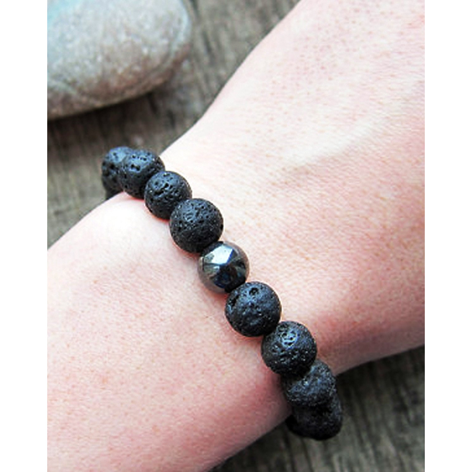 Young & Forever Gift Divine Spiritual Healing Energy Stone Lava Crystal Hematite Beads Reiki Gemstone Bracelet for Men and Women