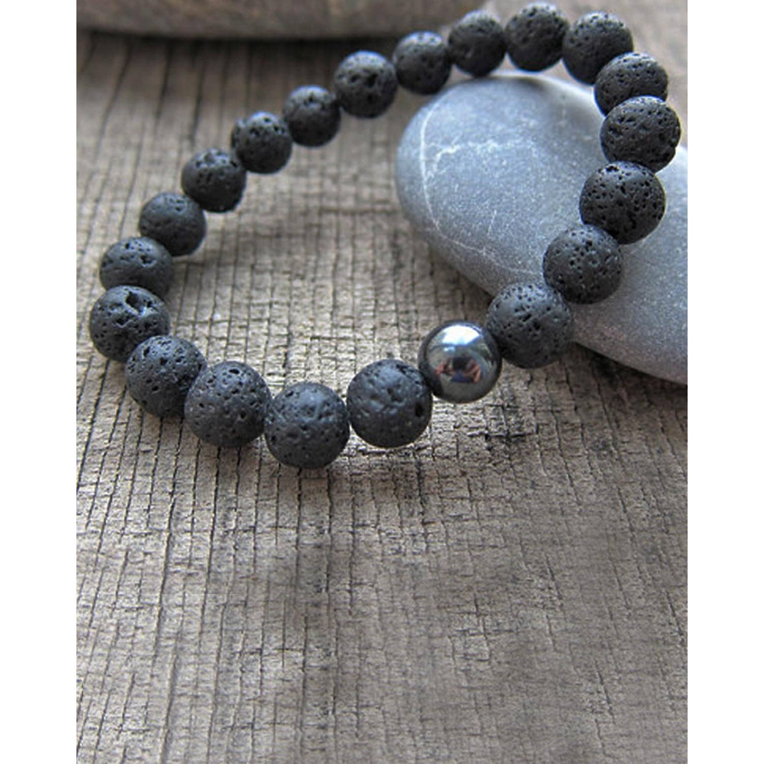 Young & Forever Gift Divine Spiritual Healing Energy Stone Lava Crystal Hematite Beads Reiki Gemstone Bracelet for Men and Women