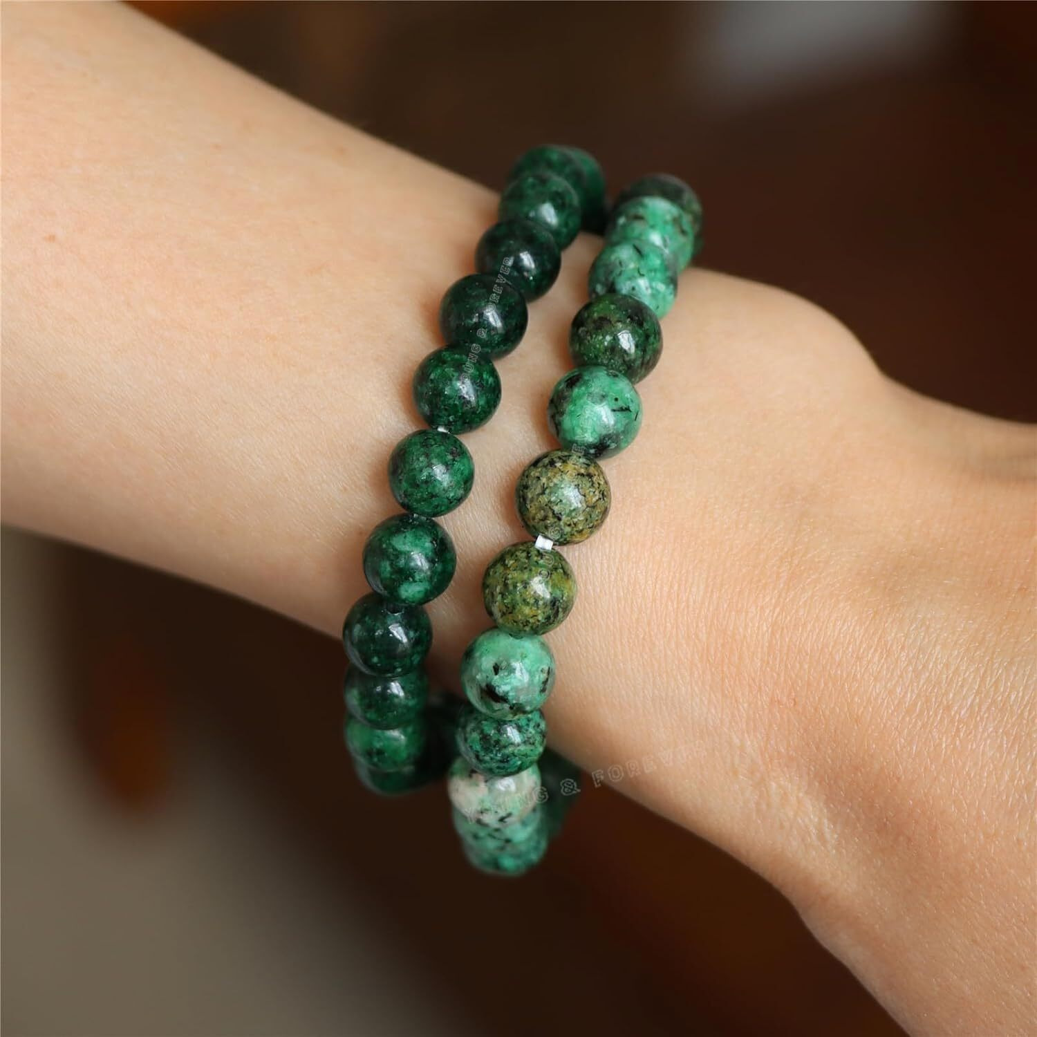 Young & Forever Reiki Crystal Beads Bracelets Original Black Onyx Ruby Zoiste African Turquoise Set of 3 Bracelet Set