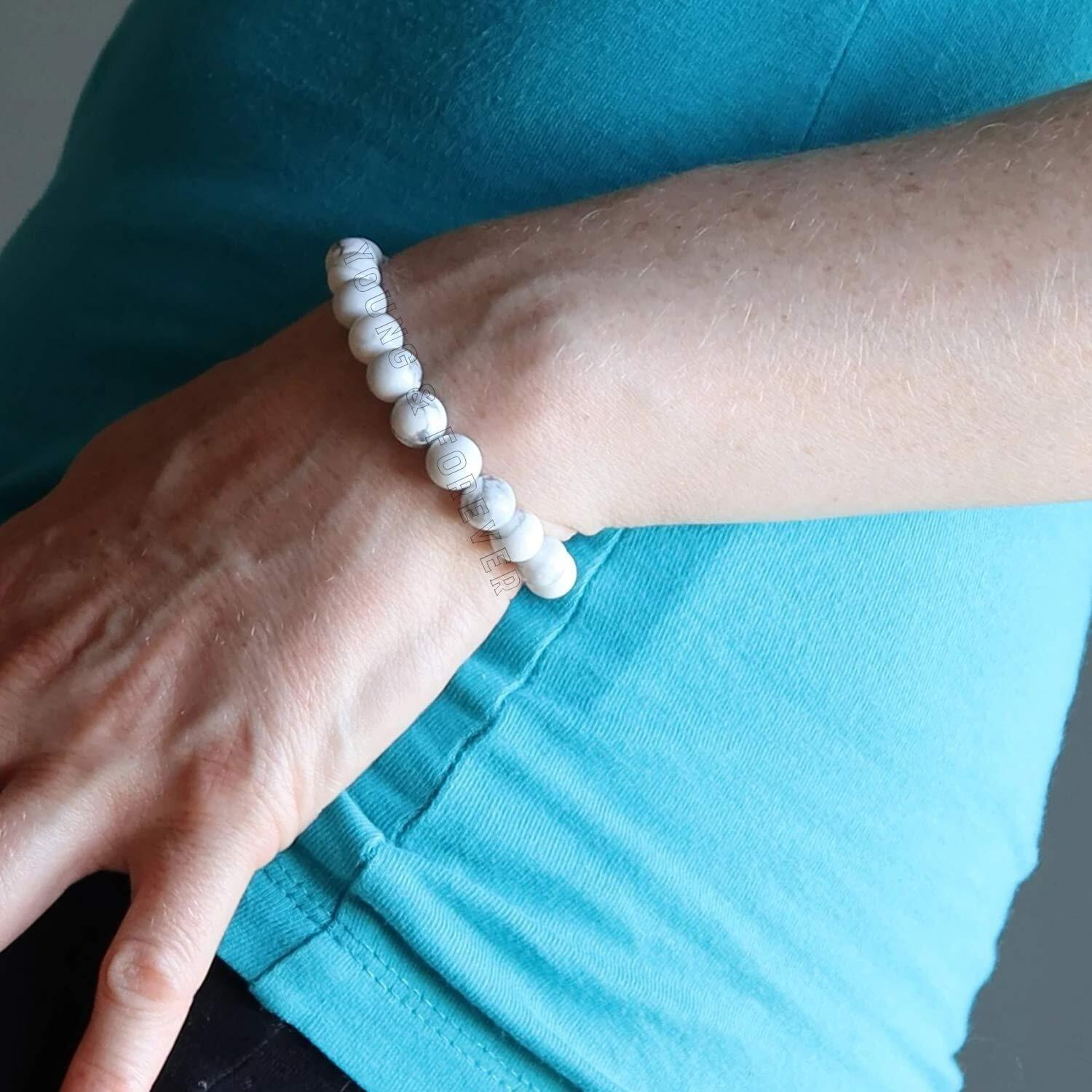 Young & Forever Reiki Crystal Beads Bracelets Original Black Onyx Howlite Lava Rock Set of 3 Bracelet Set