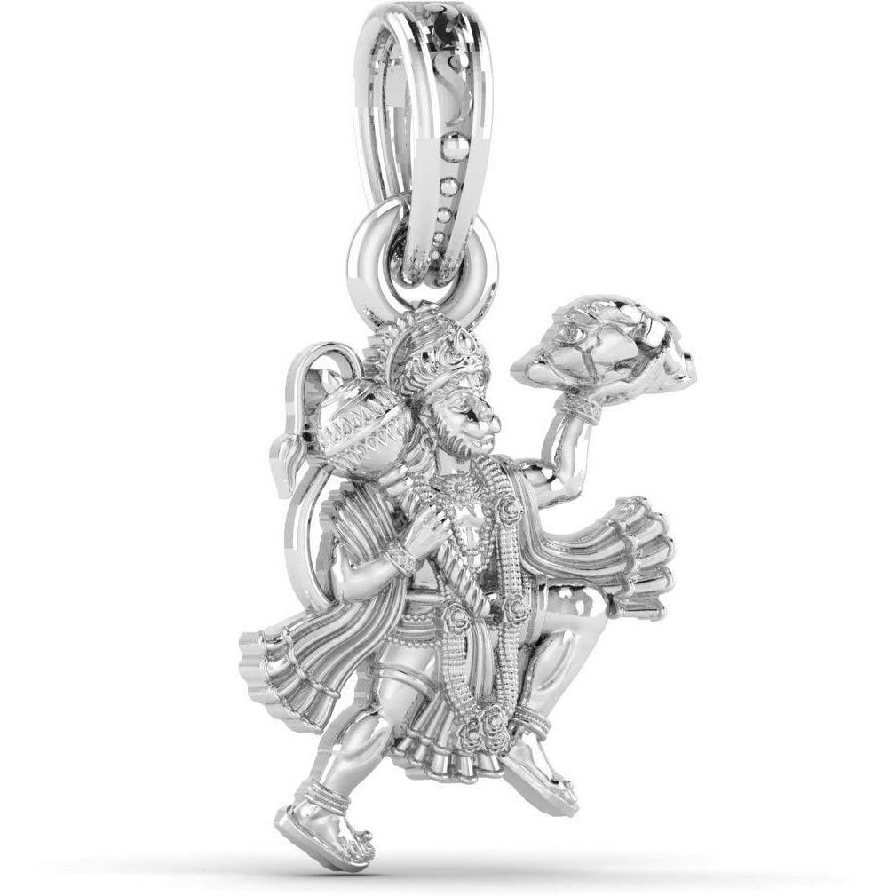 Akshat Sapphire Sterling Silver (92.5% purity) Hanuman Pendant for Men & Women Pure Silver Bajrang Bali Locket for Good Health & Wealth