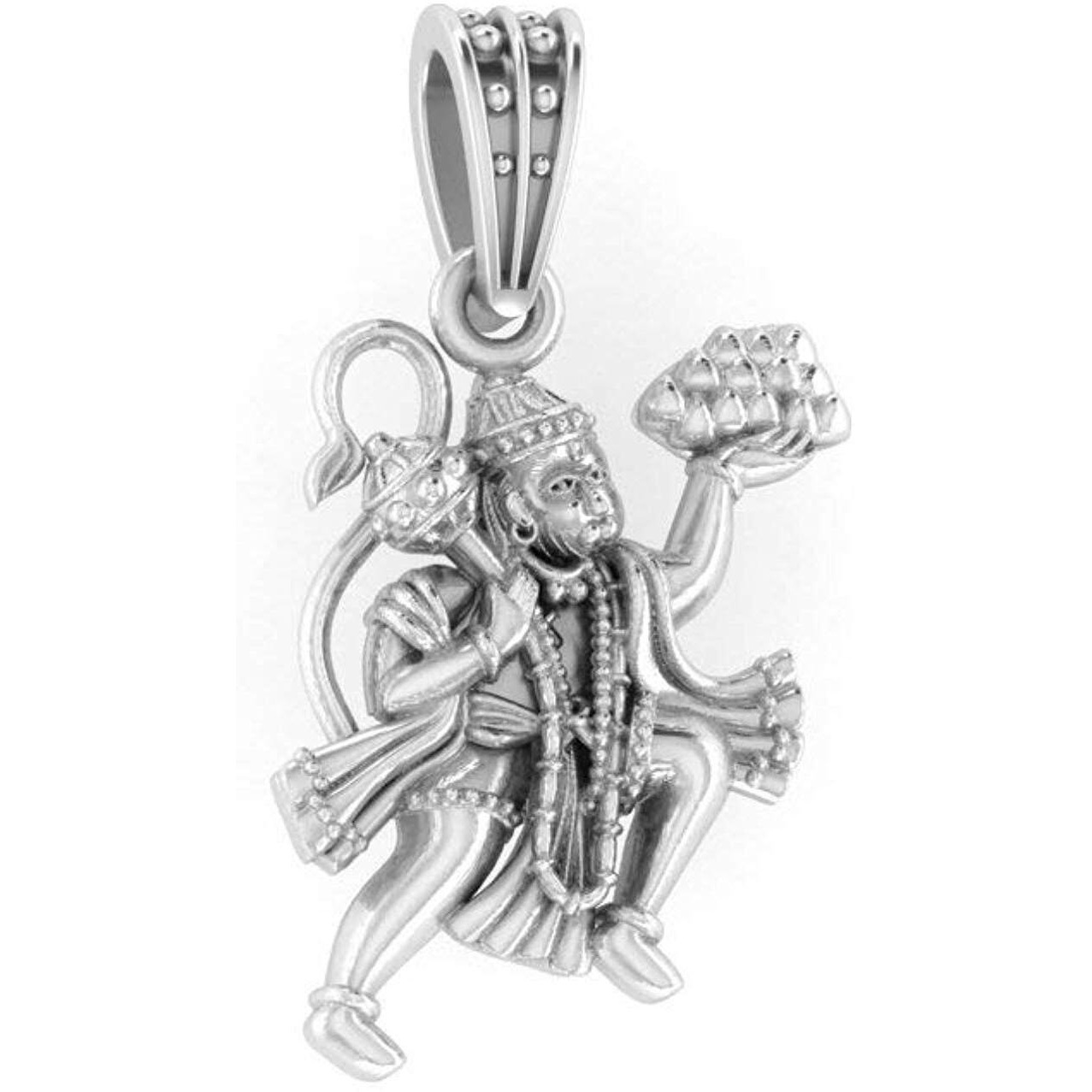 Akshat Sapphire Sterling Silver (92.5% purity) God Hanuman Pendant for Men & Women Pure Silver Lord Bajrang Bali Locket for Good Health & Wealth