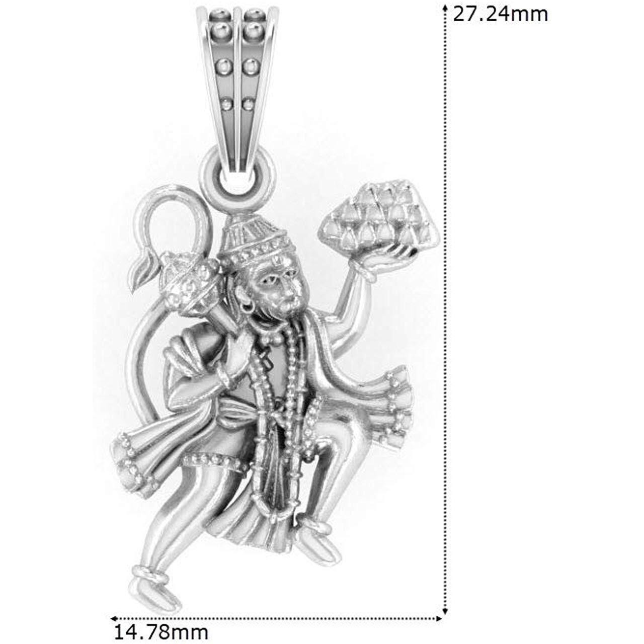 Akshat Sapphire Sterling Silver (92.5% purity) God Hanuman Pendant for Men & Women Pure Silver Lord Bajrang Bali Locket for Good Health & Wealth