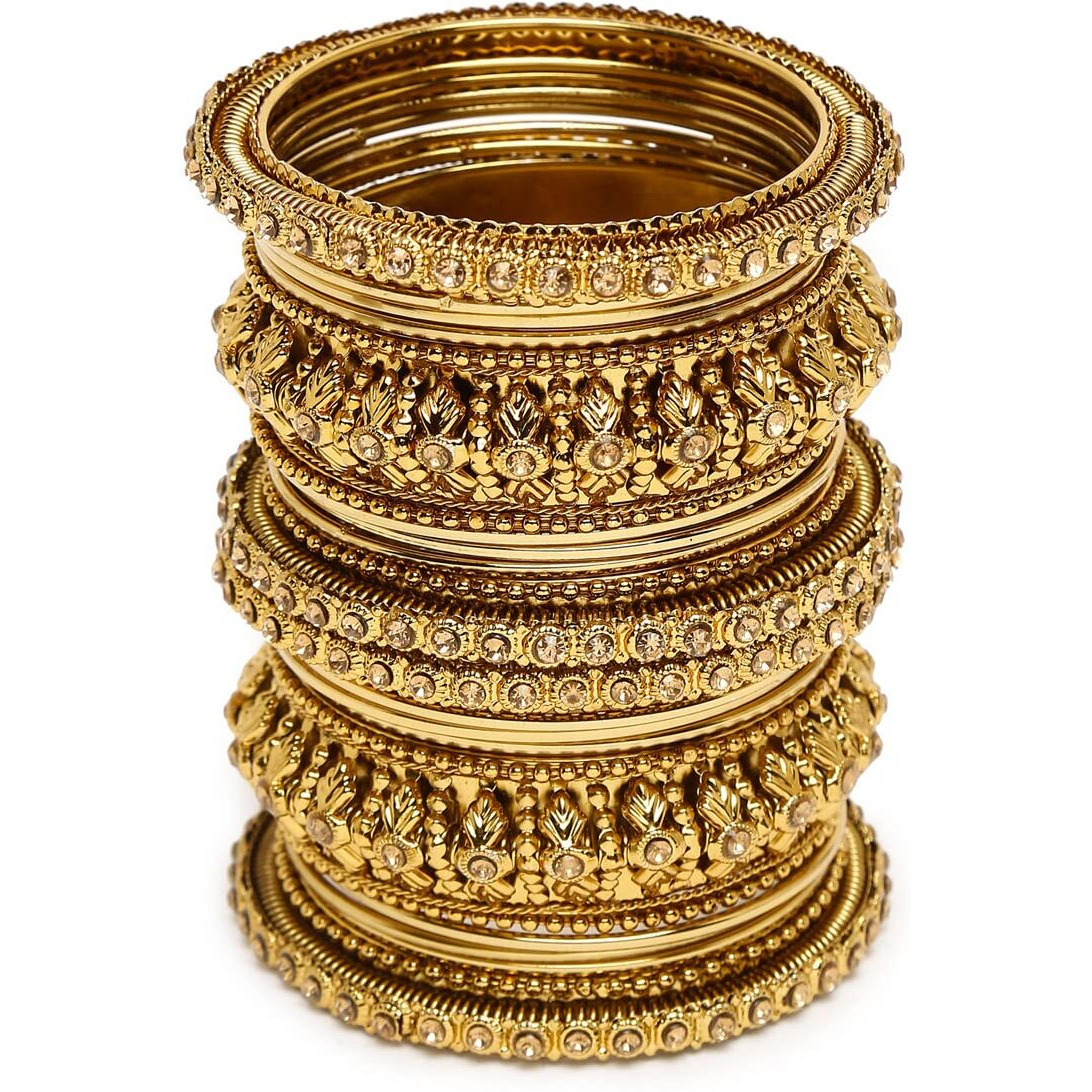 Shining Diva Fashion Latest Antique Gold Plated Set of 26 Stylish Traditional Bangle for Women (11189b_2.6)
