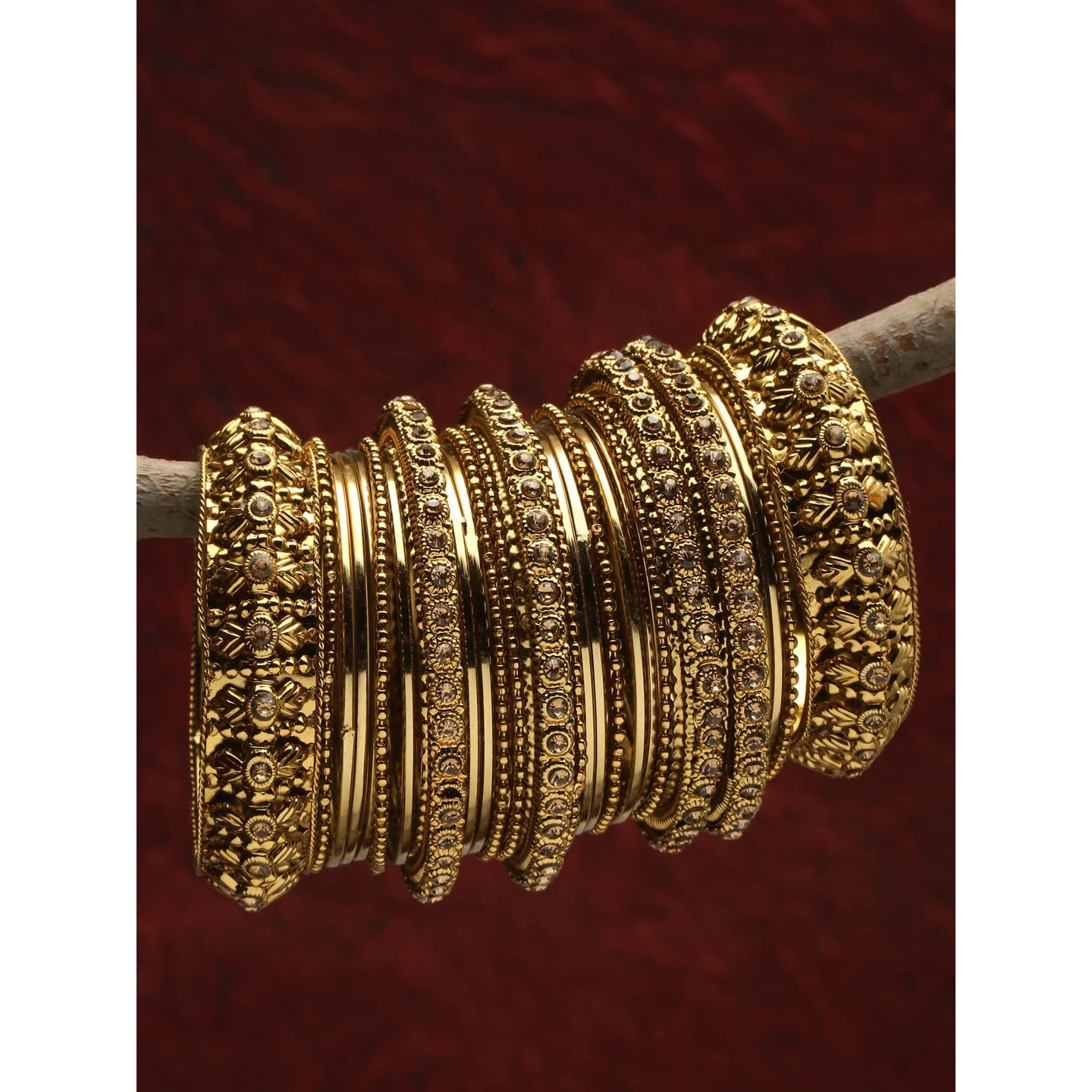 Shining Diva Fashion Latest Antique Gold Plated Set of 26 Stylish Traditional Bangle for Women (11189b_2.6)