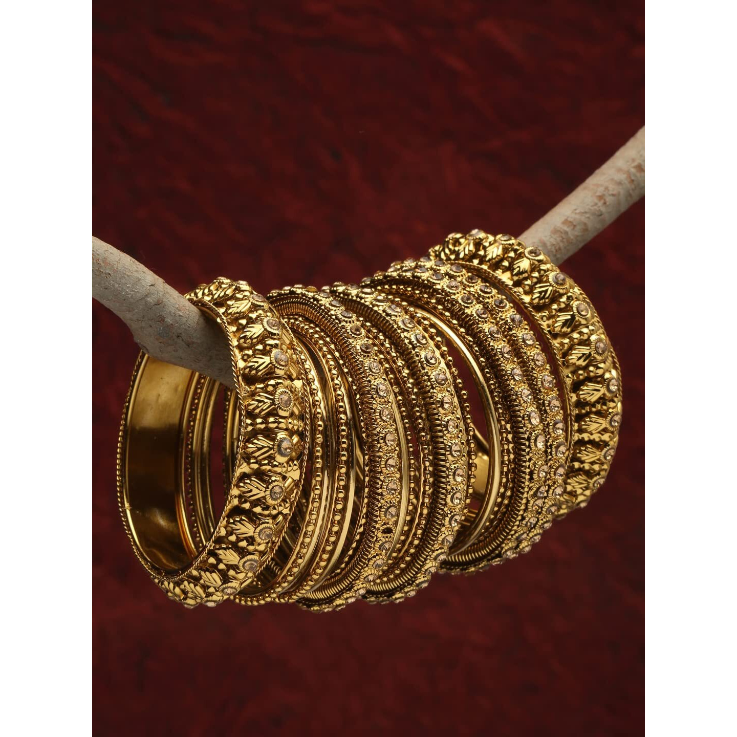 Shining Diva Fashion Latest Antique Gold Plated Set of 26 Stylish Traditional Bangle for Women (11189b_2.6)