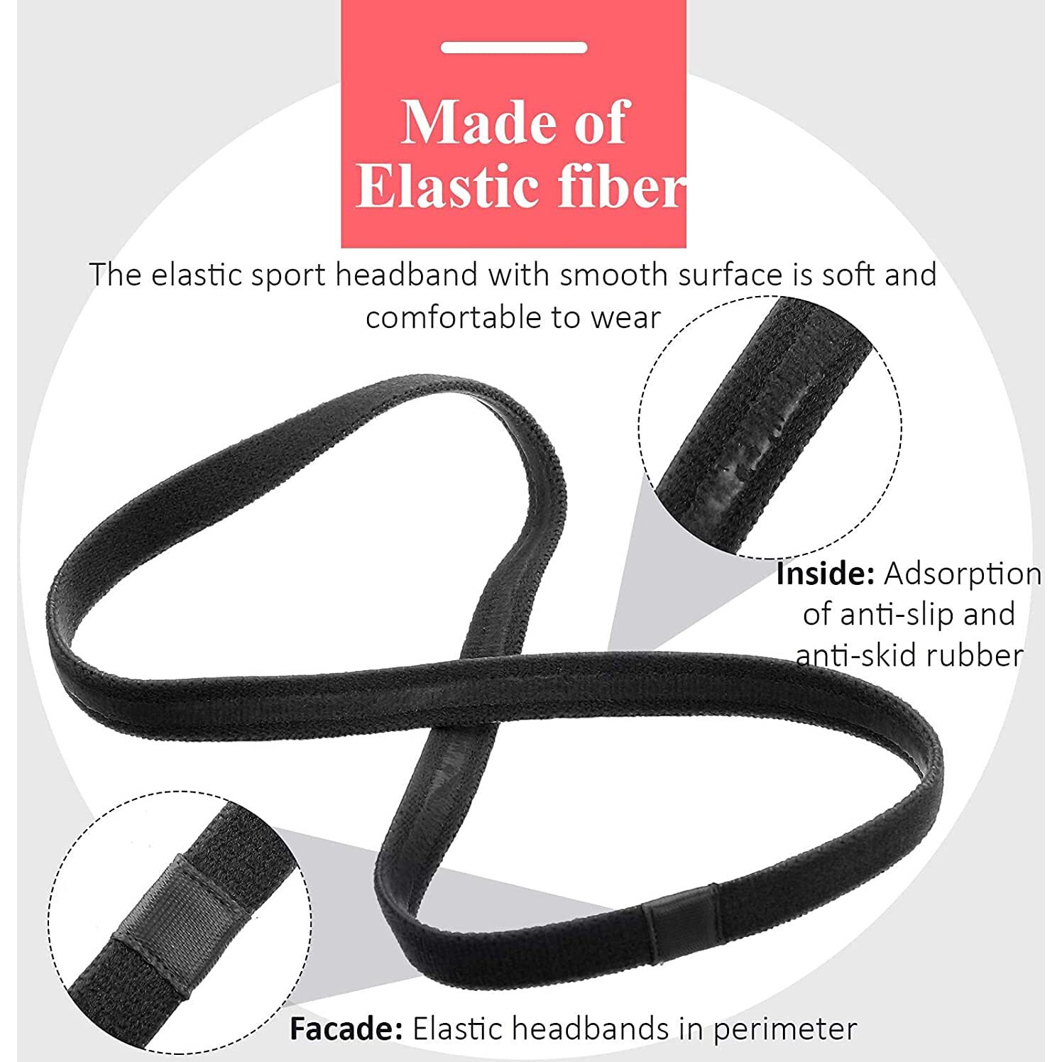 Seeotwo 4 Pieces Thick And Slim Non-Slip Elastic Sports Headbands - Athletic Skinny Hair Headband For Women, Men, Boys, Girls - Silicone Grip Hairband Mini Stylish Sweat Band (Black, Grey, White)