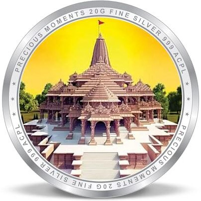 Precious Moments 20 Gram Silver Coin Ram Lalla | Ram Mandir | Ayodha Temple | Colorful Designs 999 Pure BIS Hallmarked with Gift Box by ACPL
