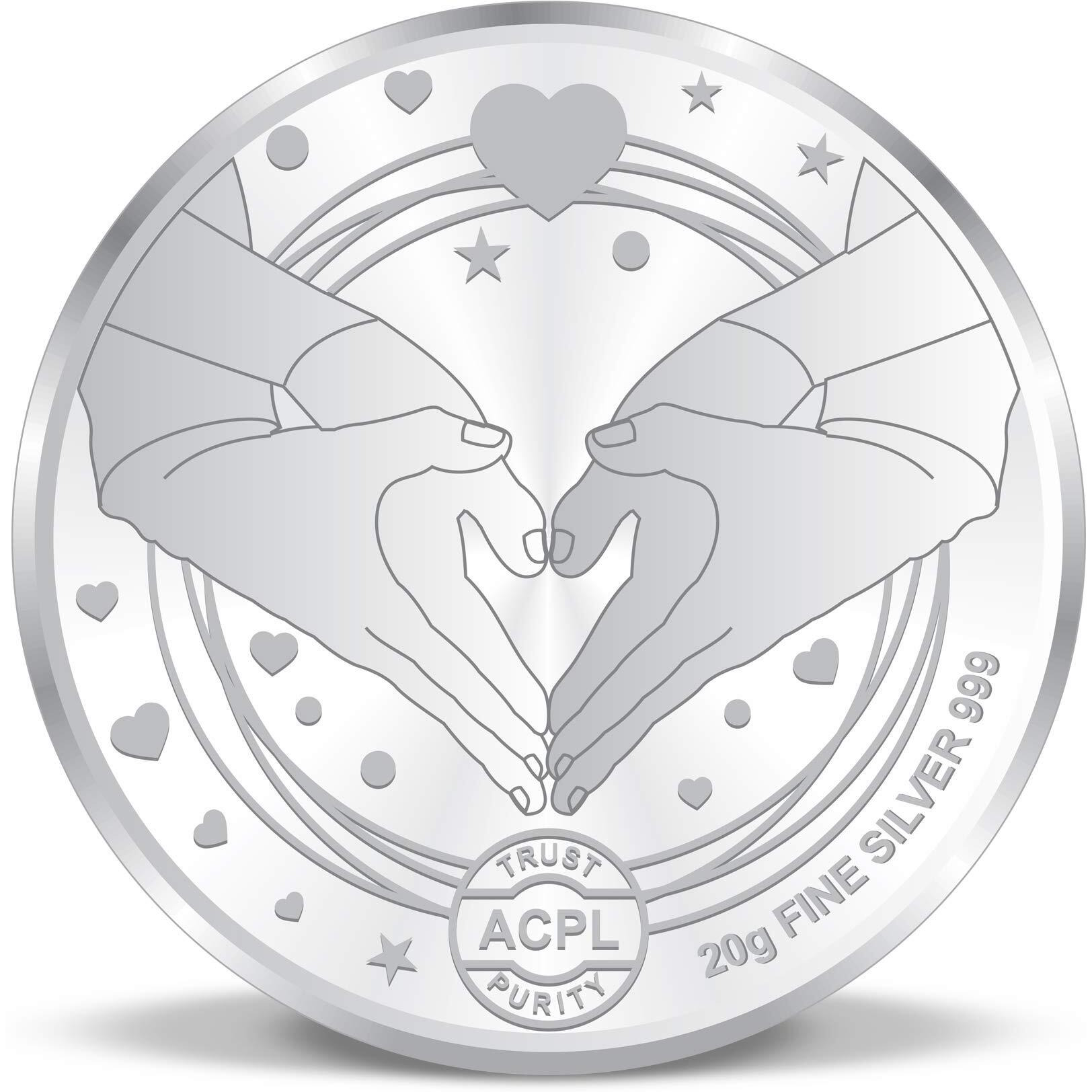 ACPL Precious Moments BIS Hallmarked Silver Coin Wedding Anniversary Marriage Gift 20 gm 999 Pure