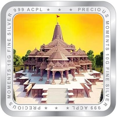Precious Moments 20 Gram Silver Coin Ram Lalla | Ram Mandir | Ayodha Temple | Colorful Designs 999 Pure BIS Hallmarked with Gift Box by ACPL