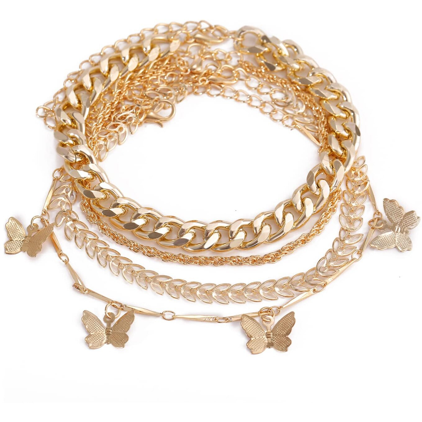 Shining Diva Fashion Latest Stylish Multilayer Gold Plated Bangle Bracelet for Women and Girls (14664b) Set of 4