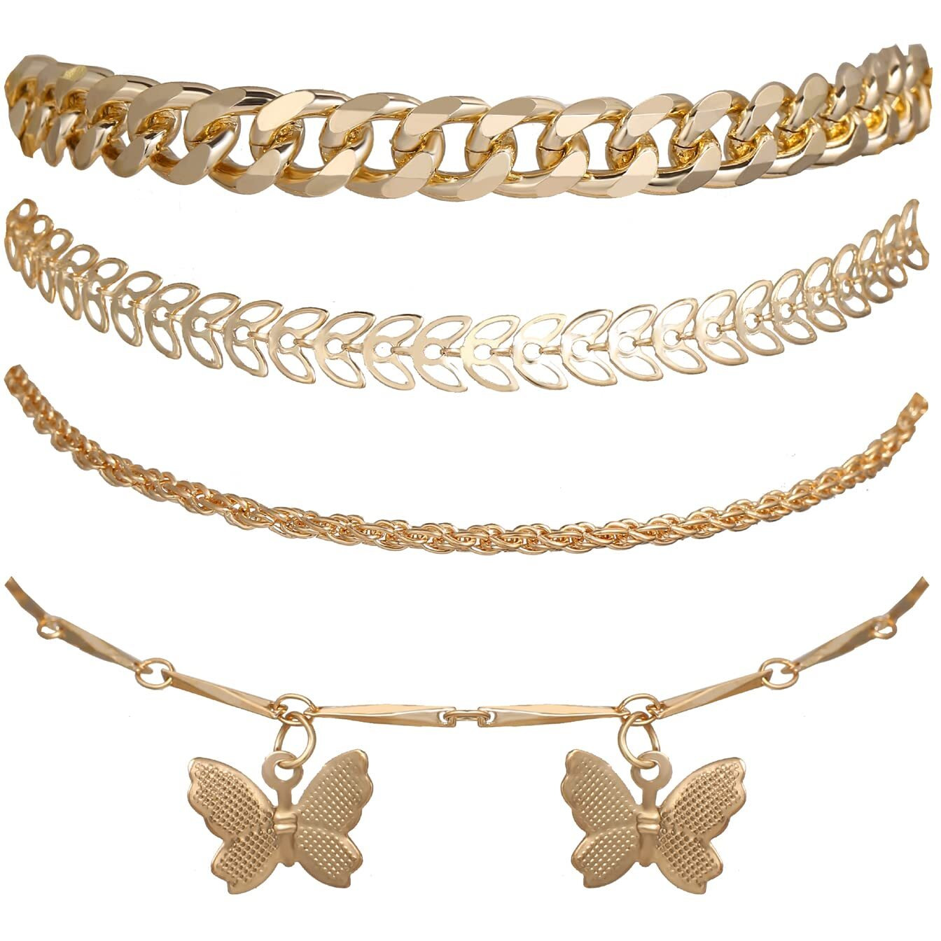 Shining Diva Fashion Latest Stylish Multilayer Gold Plated Bangle Bracelet for Women and Girls (14664b) Set of 4