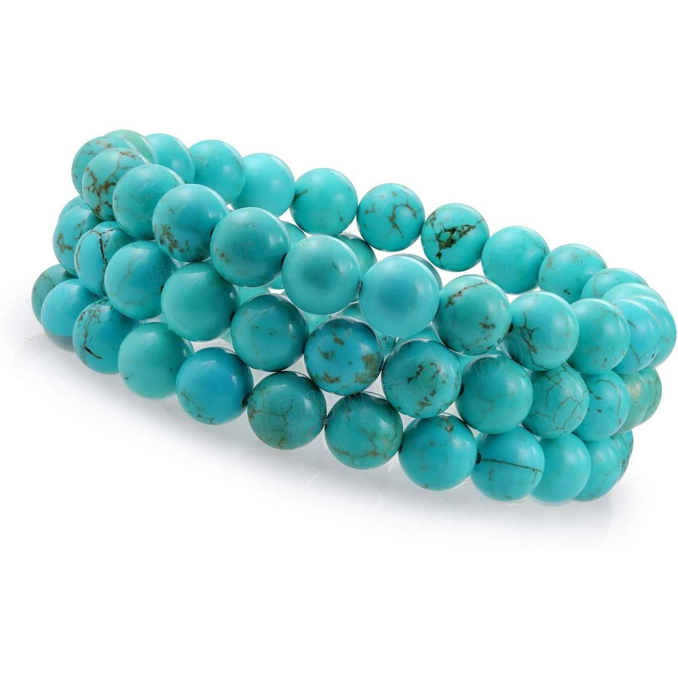Young & Forever Gift Dvine Spiritual Natural Semi-Precious Turquoise Reiki Bracelet for Men and Women Set of 3