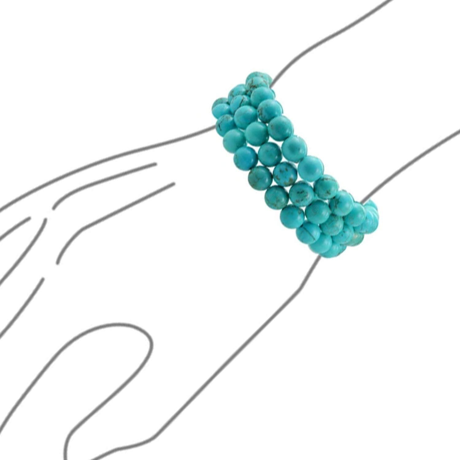 Young & Forever Gift Dvine Spiritual Natural Semi-Precious Turquoise Reiki Bracelet for Men and Women Set of 3