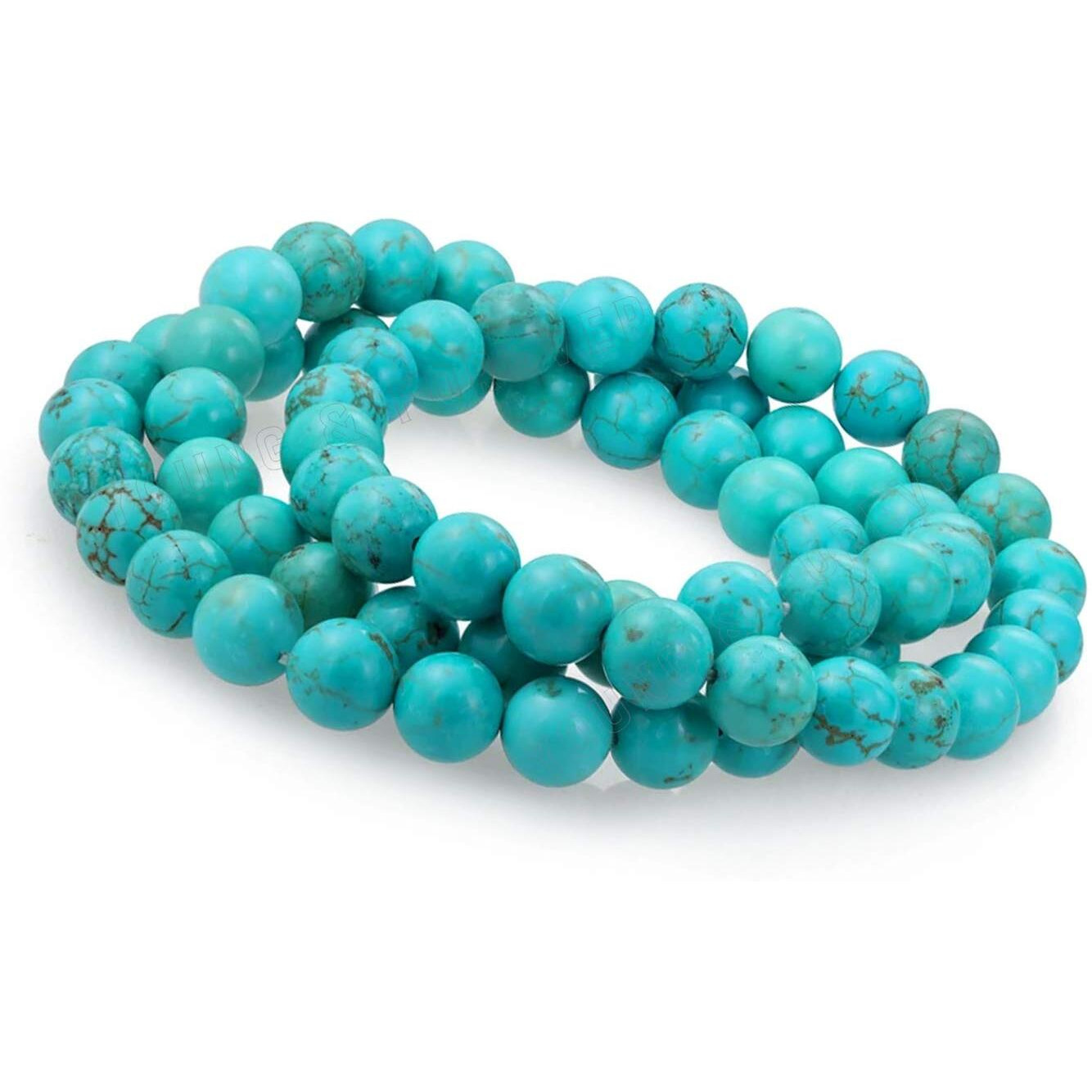 Young & Forever Gift Dvine Spiritual Natural Semi-Precious Turquoise Reiki Bracelet for Men and Women Set of 3