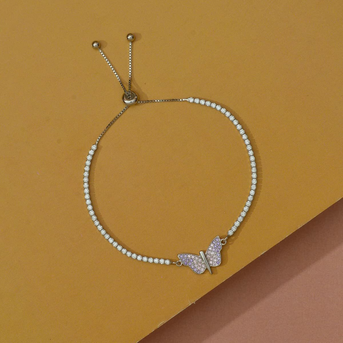 Ornate Jewels 925 Silver American Diamond Butterfly Adjustable Bracelet for Women and Girls | with Certificate of Authenticity & 925 Stamp | Life-time Warranty*