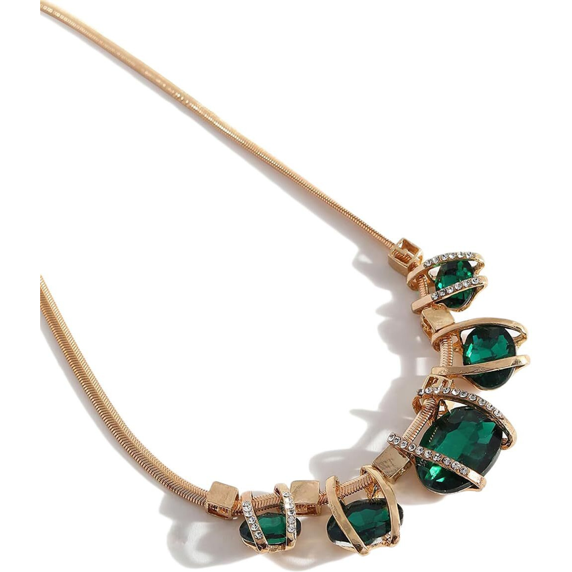 Shining Diva Fashion Latest Stylish Fancy Crystal Necklace for Women and Girls (Green)(rrsd15575np)