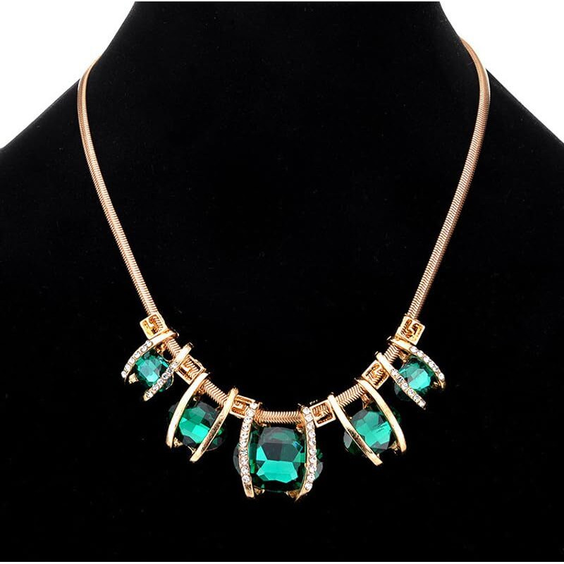 Shining Diva Fashion Latest Stylish Fancy Crystal Necklace for Women and Girls (Green)(rrsd15575np)