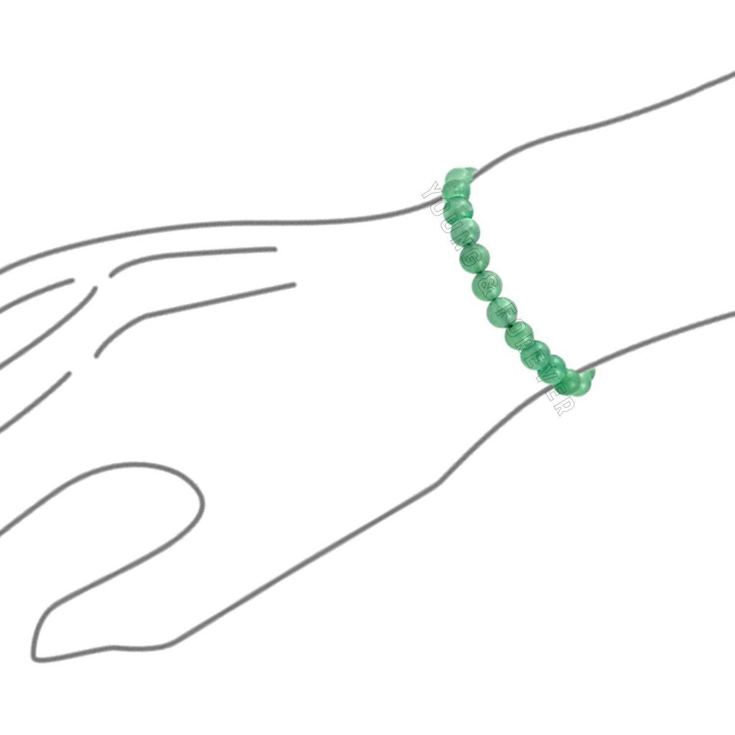 Young & Forever Gift Certified Reiki Crystal Semi Precious Gemstone Aventurine Bracelet Abundance Energy Healing Stone Stretch Bracelet for Men and Women