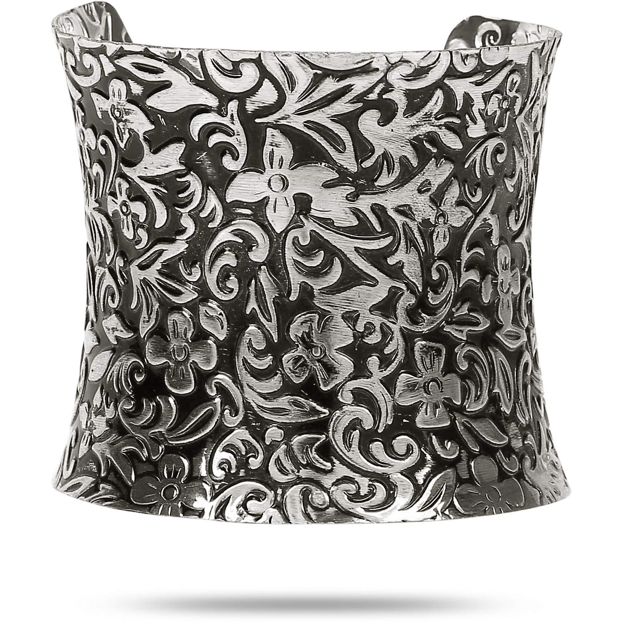 YouBella Jewellery Silver Plated Oxidised Cuff Bracelet Bangle for Women and Girls (Style 5)