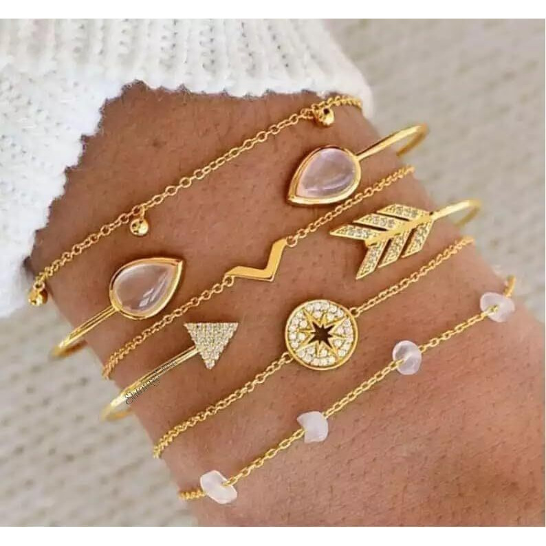 Shining Diva Fashion Latest Stylish Multilayer Gold Plated Bangle Bracelet for Women and Girls (14669b) Set of 6