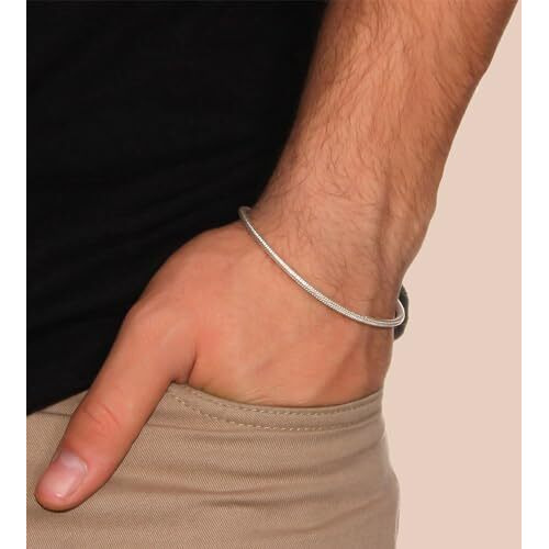 LeCalla 925 Sterling Silver BIS Hallmarked Italian Snake-Chain Bracelet for Men 9 Inches | Rakhi Gift for Sister