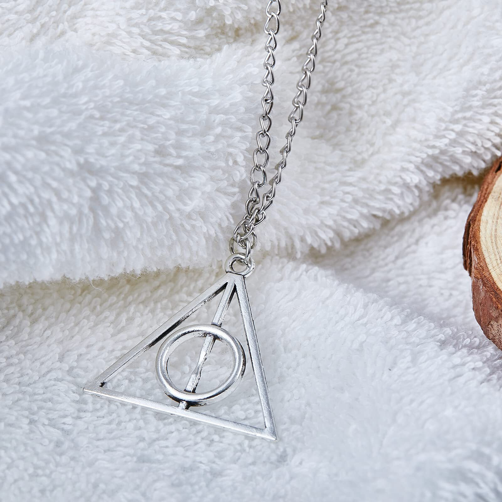 ZIBUYU Deathly Hallow Necklace for Men and Women Stylish Fashion Pendant for Boys, Girls Gift for Harry Potter Fans, Rotatable Design Halloween Costume Accessory