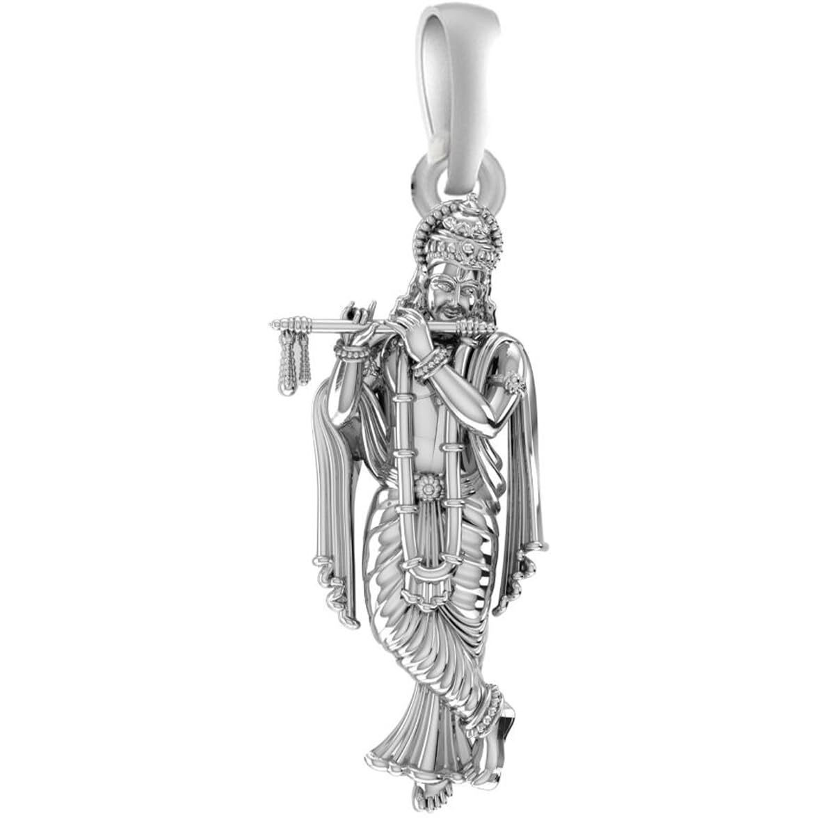 AKSHAT SAPPHIRE Sterling Silver (92.5% purity) God Krishna (Big Size) Pendant for Men & Women Pure Silver Lord krishan (Big Size) Locket for Good Health & Wealth