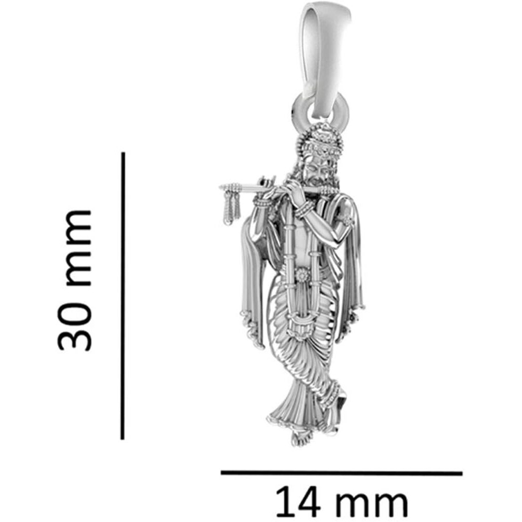 AKSHAT SAPPHIRE Sterling Silver (92.5% purity) God Krishna (Big Size) Pendant for Men & Women Pure Silver Lord krishan (Big Size) Locket for Good Health & Wealth