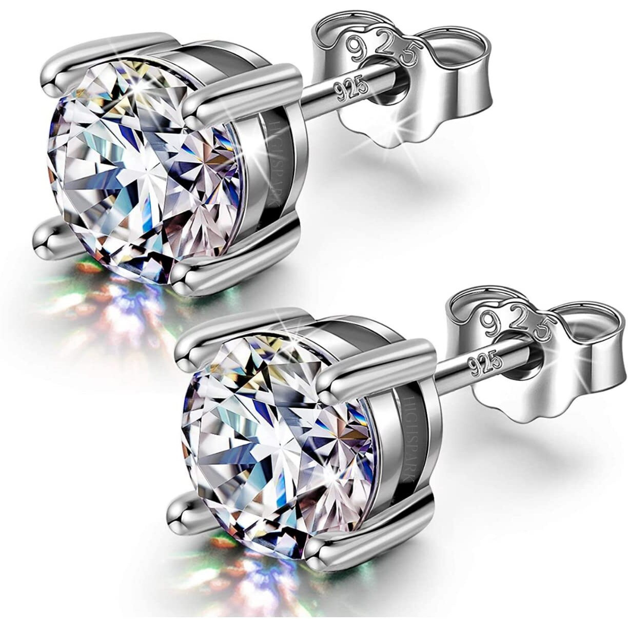 HIGHSPARK 925 Silver Solitaire Earrings for Women | 92.5 Sterling Silver and Diamond like Brilliance Sparkling Zirconia for that Stunning Shine | Lovely Gift - Silver 7mm