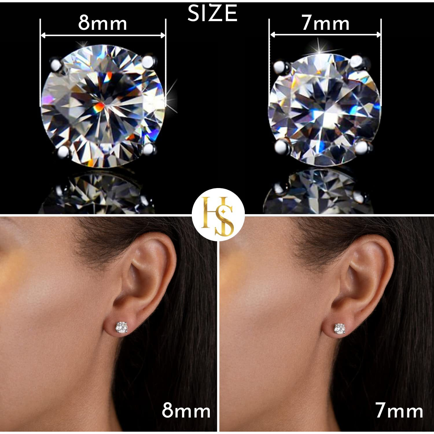 HIGHSPARK 925 Silver Solitaire Earrings for Women | 92.5 Sterling Silver and Diamond like Brilliance Sparkling Zirconia for that Stunning Shine | Lovely Gift - Silver 7mm
