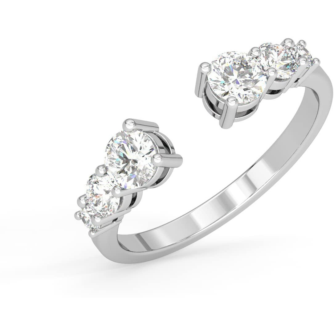 Clara Pure 925 Sterling Silver Graduation Finger Ring with Adjustable Band | Gift for Women Girls Wife Girlfriend | Swiss Zircon Rhodium Plated