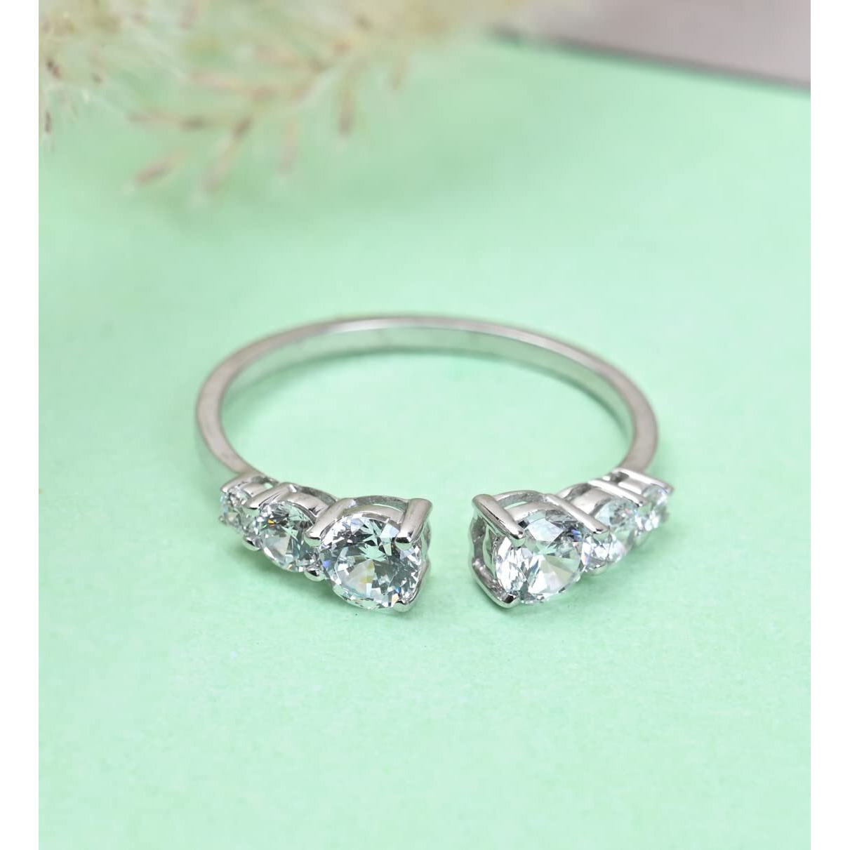 Clara Pure 925 Sterling Silver Graduation Finger Ring with Adjustable Band | Gift for Women Girls Wife Girlfriend | Swiss Zircon Rhodium Plated